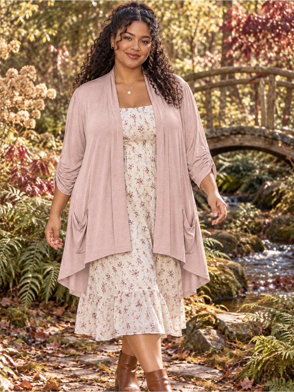 Philosophy Woman Blush Pink Open Front Cardigan 1X